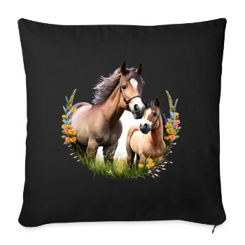 Pferdeshirt Pferd Reiten Reitverein Sattel Pferde - Sofakissenbezug 45 x 45 cm - Schwarz - Vorne