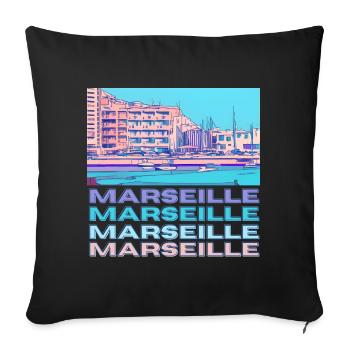 Marseille - Housse de coussin décorative 45 x 45 cm - noir - Devant