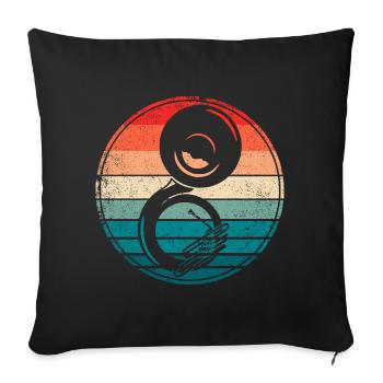 Vintage Sousaphone Retro Marching Band Tuba - Sofa pillowcase 17,3'' x 17,3'' (45 x 45 cm) - black - Front