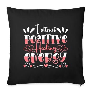 Motivation Méditation Optimiste Amour de soi - Housse de coussin décorative 45 x 45 cm - noir - Devant