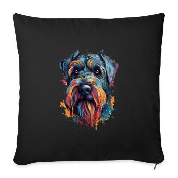 Bunter Riesenschnauzer - Sofakissenbezug 45 x 45 cm - Schwarz - Vorne