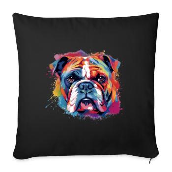 Bouledogue coloré - Housse de coussin décorative 45 x 45 cm - noir - Devant