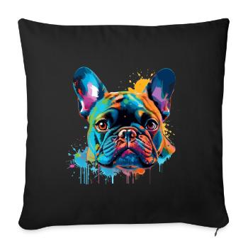 Bouledogue français coloré - Housse de coussin décorative 45 x 45 cm - noir - Devant
