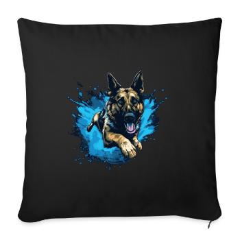 German-shepherd Dock-Diving into Water - Sofa pillowcase 17,3'' x 17,3'' (45 x 45 cm) - black - Front