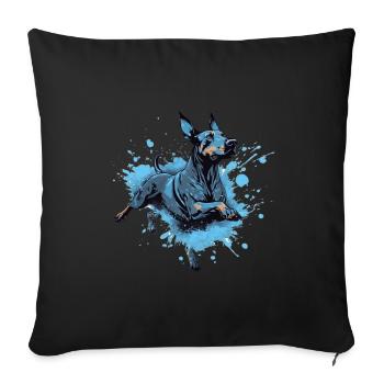 Doberman Dock-Diving into Water - Sofa pillowcase 17,3'' x 17,3'' (45 x 45 cm) - black - Front