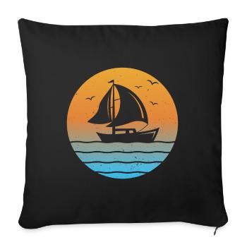 Sunset Sailor Sailboat Sailing Ship Captain - Sofa pillowcase 17,3'' x 17,3'' (45 x 45 cm) - black - Front