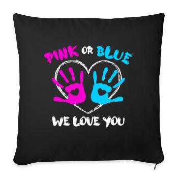 Déclaration des parents enceintes Bébé Bonheur Cœur de famille - Housse de coussin décorative 45 x 45 cm - noir - Devant