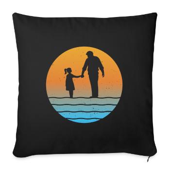 Père et fille Sunset Grand-père et petite-fille - Housse de coussin décorative 45 x 45 cm - noir - Devant