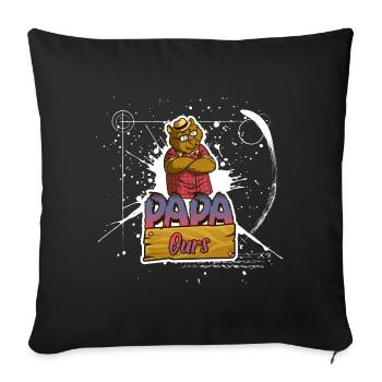 Papa ours. Fête des pères - Housse de coussin décorative 45 x 45 cm - noir - Devant