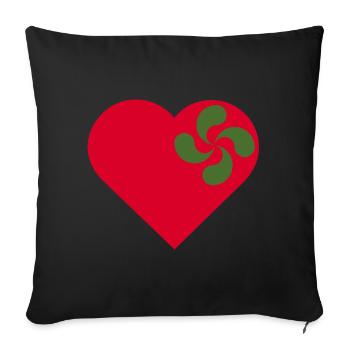 Amour du Pays-Basque. Coeur et lauburu. - Housse de coussin décorative 45 x 45 cm - noir - Devant