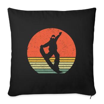 Snowboard rétro snowboard - Housse de coussin décorative 45 x 45 cm - noir - Devant
