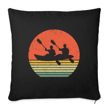 kayak canoe retro kayaking rowing rowing team - Sofa pillowcase 17,3'' x 17,3'' (45 x 45 cm) - black - Front