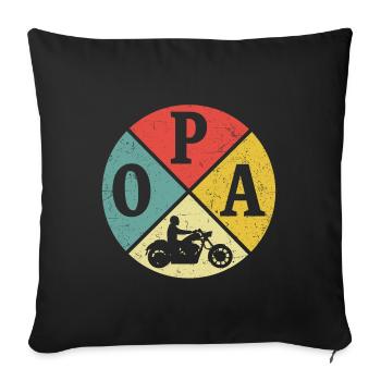 Retro Opa Chopper Motorrad Opa Biker Großvater - Sofakissenbezug 45 x 45 cm - Schwarz - Vorne