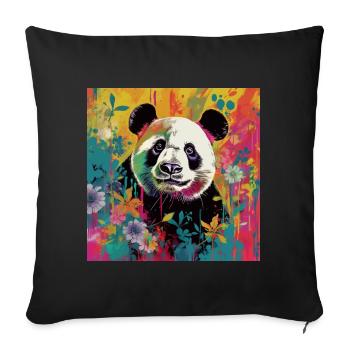 PANDA IN THE JUNGLE - Sofa pillowcase 17,3'' x 17,3'' (45 x 45 cm) - black - Front