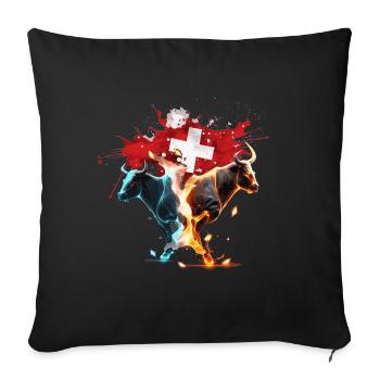 Eringer, Schweizer geometrische Eringskuh - Sofakissenbezug 45 x 45 cm - Schwarz - Vorne