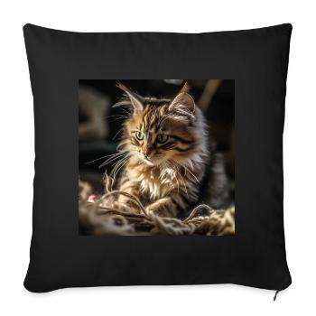 Main Coon bébé chat, joueur et ultra mignon - Housse de coussin décorative 45 x 45 cm - noir - Devant