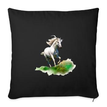 White horse style realistic painting in a meadow - Sofa pillowcase 17,3'' x 17,3'' (45 x 45 cm) - black - Front