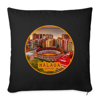 Malaga Bullring Panorama - Sofa pillowcase 17,3'' x 17,3'' (45 x 45 cm) - black - Front