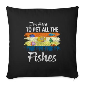 Aquarium, animaux domestiques, créatures marines - Housse de coussin décorative 45 x 45 cm - noir - Devant