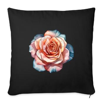 Fleurs Rose Rose Bleu Fête des mères Saint-Valentin - Housse de coussin décorative 45 x 45 cm - noir - Devant