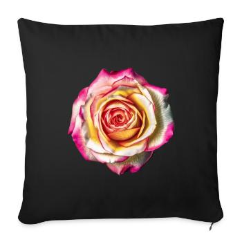 Fleurs Rose Jaune Turquoise Fête des mères Saint-Valentin - Housse de coussin décorative 45 x 45 cm - noir - Devant