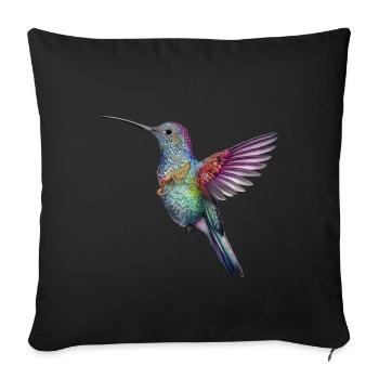 Flying Hummingbird Bird Exotic Animals - Sofa pillowcase 17,3'' x 17,3'' (45 x 45 cm) - black - Front
