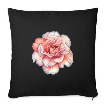 Fleurs Rose Rose Fête des mères Saint-Valentin - Housse de coussin décorative 45 x 45 cm - noir - Devant