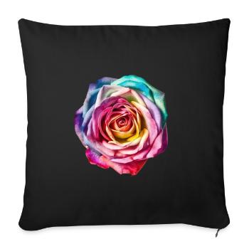 Fleurs Rose colorée Fête des mères Saint-Valentin - Housse de coussin décorative 45 x 45 cm - noir - Devant
