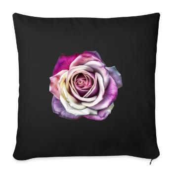 Fleurs Rose Violette colorée Fête des mères Saint-Valentin - Housse de coussin décorative 45 x 45 cm - noir - Devant