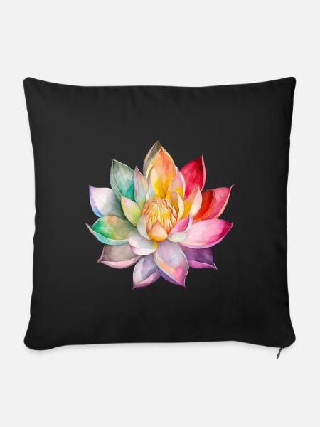 Blumen Lotus Seerose Bunt Muttertag Valentinstag - Sofakissenbezug 45 x 45 cm - Schwarz