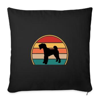 Airedale Terrier Hundeliebhaber Silhouette Retro Sonnenuntergang - Sofakissenbezug 45 x 45 cm - Schwarz - Vorne