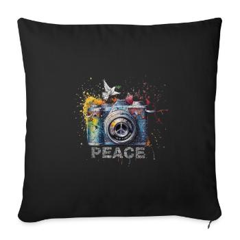Paint Splash Photo Camera Peace Symbol Press - Housse de coussin décorative 45 x 45 cm - noir - Devant
