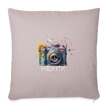 Farbspritzer Fotokamera Friedenssymbol Presse - Sofakissenbezug 45 x 45 cm - helles Taupe - Vorne