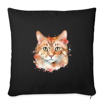 Cute & cute red cat cat - Sofa pillowcase 17,3'' x 17,3'' (45 x 45 cm) - black - Front