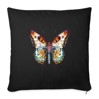 Papillon coloré exotique - Housse de coussin décorative 45 x 45 cm - noir - Devant
