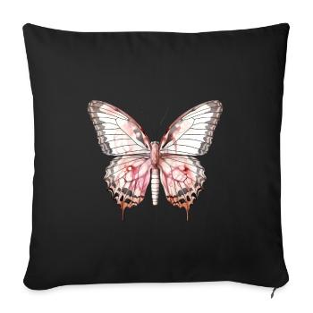 Exotischer rosa Schmetterling Tropisch - Sofakissenbezug 45 x 45 cm - Schwarz - Vorne