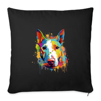 Buntes Bullterrier-Kunstdesign - Sofakissenbezug 45 x 45 cm - Schwarz - Vorne