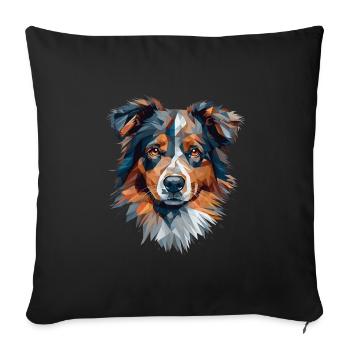 Colorful Australian-shepherd art design - Sofa pillowcase 17,3'' x 17,3'' (45 x 45 cm) - black - Front
