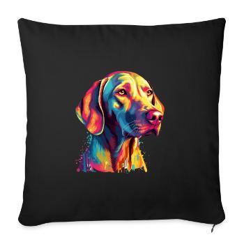 Colorful Weimaraner art design - Sofa pillowcase 17,3'' x 17,3'' (45 x 45 cm) - black - Front