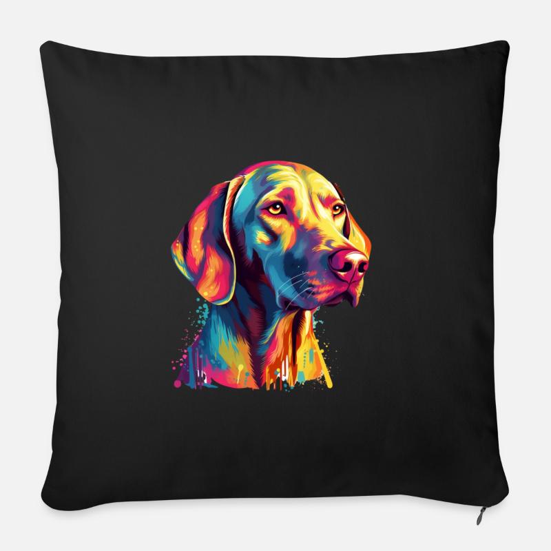 Buntes Weimaraner Kunstdesign - Sofakissenbezug 45 x 45 cm - Schwarz