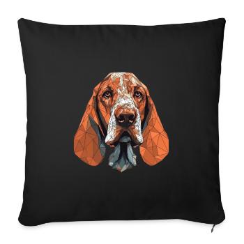 Buntes Basset-Hound-Kunstdesign - Sofakissenbezug 45 x 45 cm - Schwarz - Vorne