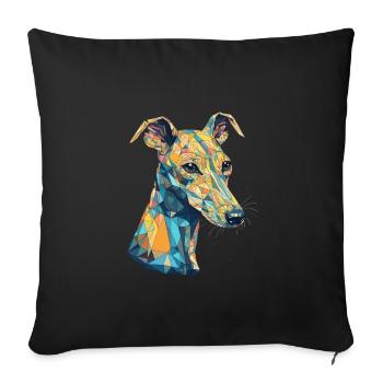Colorful Whippet art design - Sofa pillowcase 17,3'' x 17,3'' (45 x 45 cm) - black - Front