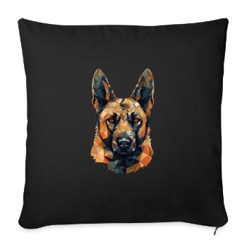 Buntes belgisches Malinois-Kunstdesign - Sofakissenbezug 45 x 45 cm - Schwarz - Vorne