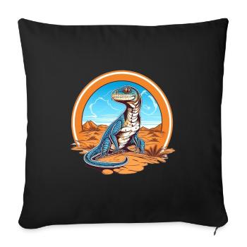 lézard dans la conception de paysage désertique - Housse de coussin décorative 45 x 45 cm - noir - Devant