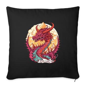 Dragon volcanique lever du soleil - Housse de coussin décorative 45 x 45 cm - noir - Devant