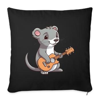 Cute mongoose playing guitar - Sofa pillowcase 17,3'' x 17,3'' (45 x 45 cm) - black - Front