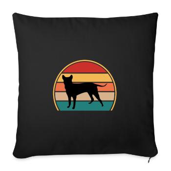 Blauer Paul Terrier Hund Liebe Silhouette Retro Sonnenuntergang - Sofakissenbezug 45 x 45 cm - Schwarz - Vorne