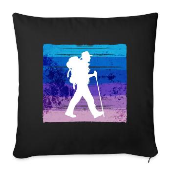 Mountain Summit Hike Hikers Hiking Mountaineering - Sofa pillowcase 17,3'' x 17,3'' (45 x 45 cm) - black - Front