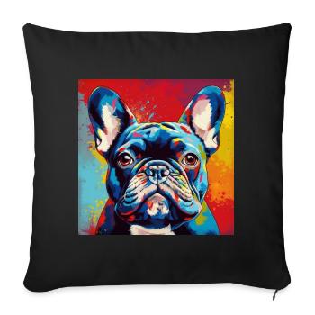 Französische Bulldogge Pop Art - Sofakissenbezug 45 x 45 cm - Schwarz - Vorne