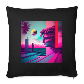 Eine Vaporwave Erkundung von Nostalgie & Ästhetik - Sofakissenbezug 45 x 45 cm - Schwarz - Vorne